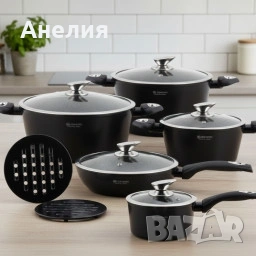 Комплект от 12 части - тенджери, тиган и подложки Edenberg EB-5613, снимка 2 - Съдове за готвене - 53777661