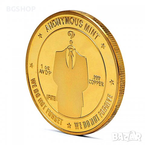 Биткойн монета Анонимните - Bitcoin Anonymos mint ( BTC ) - Gold, снимка 2 - Нумизматика и бонистика - 39147665