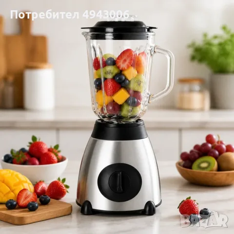 Стъклен блендер с чопър 2 в 1, 2200W, 5 скорости, стъклена кана, снимка 4 - Кухненски роботи - 56027156