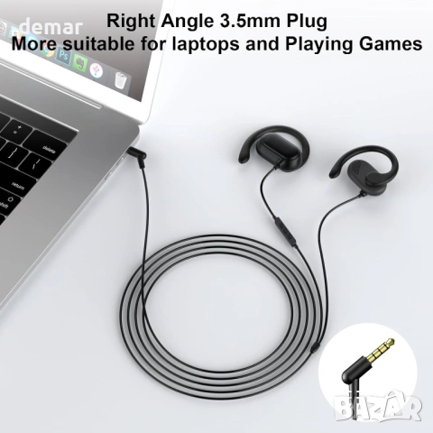 Отворени слушалки с микрофон, 3.5 мм слушалки с кабел, с кука, MP3, за спорт, самолет, офис, училище, снимка 5 - Слушалки, hands-free - 53606685