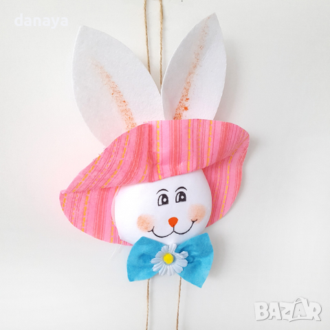 2752 Висяща украса за Великден Зайче с моркови, снимка 4 - Декорация за дома - 36120658