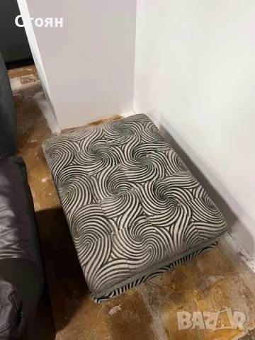 Двуцветна сива табуретка от плат, снимка 2 - Дивани и мека мебел - 40781688