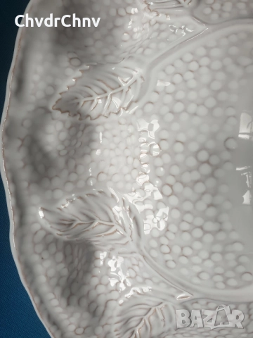 32см голяма италианска керамична чиния за плодове-сладкиш-торта, снимка 5 - Чинии - 52803945