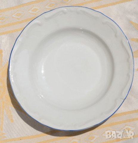 5 бр. стари релефни чинии със син кант, снимка 7 - Чинии - 41285921
