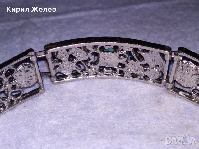 МНОГО КРАСИВА ФЛОРАЛНА ФИЛИГРАНЕН ТИП МЕДНА РЕТРО ГРИВНА с БЯЛА ПОЗЛАТА и КРИСТАЛИ 21154, снимка 13 - Гривни - 41649151