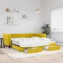 vidaXL Канапе с изтеглящо легло и чекмеджета жълто 100x200 см кадифе, снимка 2