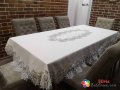 Покривки за голяма маса с дантела от лен,Тефлон, бяло,крем,бежово, снимка 7