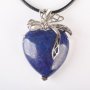 Сърца от медицинска стомана с голям аметист и лазурит, снимка 2