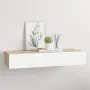 vidaXL Стенен рафт за чекмеджета, дъб и бяло, 60x23,5x10 см, MDF, снимка 2