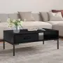 vidaXL Маса за кафе, черна, 90x50x35 см, борово дърво масив, снимка 2