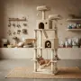 Драскалка за котки Beige 206 см – XXL катерушка с 2 къщички, хамак и площадки, снимка 1