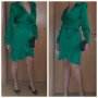 Официална зелена рокля сатен Fervente , снимка 1