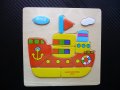 Дървен пъзел кораб за най-малките играчка параход котва море, снимка 1 - Игри и пъзели - 40982154