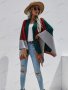 Дамска широка модна жилетка с цветни блокове, 2цвята - 023, снимка 9