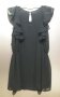 Черна къса шифонена рокля  с рокля къдрички  и сребристи камъчета около деколтето, снимка 6
