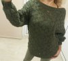 Блуза от рехаво дупчесто плетиво в зелен цвят , снимка 1 - Блузи с дълъг ръкав и пуловери - 41524279