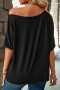 Дамска тениска в черен цвят с голо рамо, снимка 2