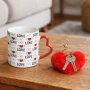 Керамична чаша със сърце и ключодържател за Свети Валентин 350 мл_1251675, снимка 1