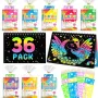 LIKYMO Пълнители за парти чанти за деца, 36 пакета Rainbow Scratch Notes, снимка 1