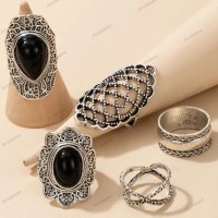 Дамски моден комплект бижута от 5 пръстена, 3модела - 023, снимка 6 - Пръстени - 41059513
