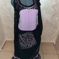 Комплект от дантела-пола и блузка в розово, снимка 2 - Рокли - 35842241