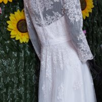 къса булчинска сватбена рокля с ръкави, снимка 12 - Сватбени рокли - 39215906