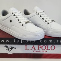 Mъжки кецове в изцяло бял цвят LA POLO , снимка 1 - Кецове - 41924169