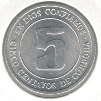 Nicaragua-5 Centavos-1974-KM# 28-FAO, снимка 1 - Нумизматика и бонистика - 44802326