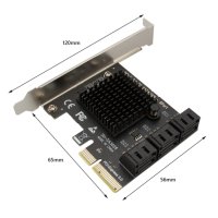 Преходник 6-Port SATA PCIE Card PCIE X1/X4 към SATA Controller Card 6GB/s Internal Adapter Converter, снимка 2 - Други - 40367517