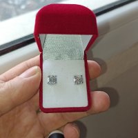 Уникални 2 карата обеци Фенси Бял-морско син оттенък Мойсанит Диамант Diamond Moissanite, снимка 10 - Обеци - 35434297