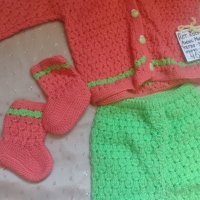 Бебешки плетен цветен костюм , снимка 2 - Комплекти за бебе - 41456234