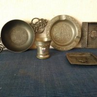 Стари цинкови и ковано железни пепелници ,ръчна изработка., снимка 1 - Антикварни и старинни предмети - 36251016