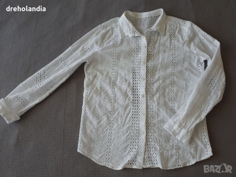 Бяла риза от памучна дантела– M  , снимка 1