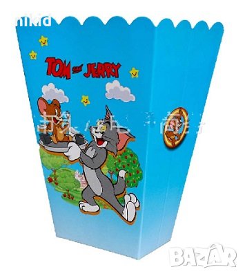 Том и Джери Tom and Jerry картонена кутия за дребни лакомства пуканки, снимка 1