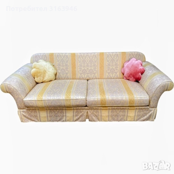 Диван с тапицерия в бароков стил – златисто и сребристо, снимка 1