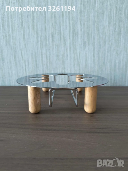 поставка, подложка за съдове метал и дърво– кръгла, снимка 1