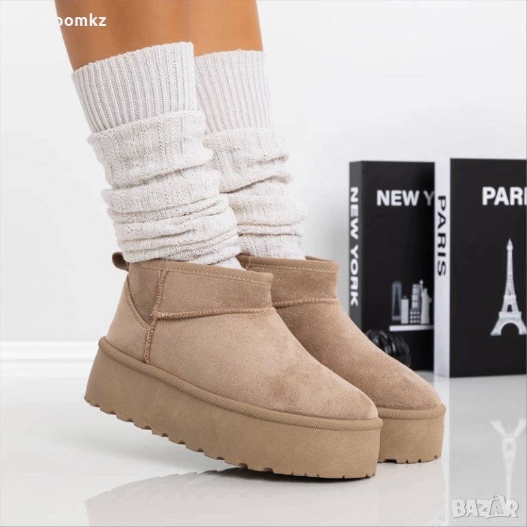 Дамски зимни боти тип UGG на платформа в цвят каки BD2908-2 khaki, снимка 1