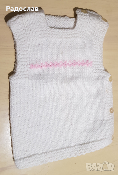 Бяла фанела ръчно плетена 1 - 2 год, снимка 1