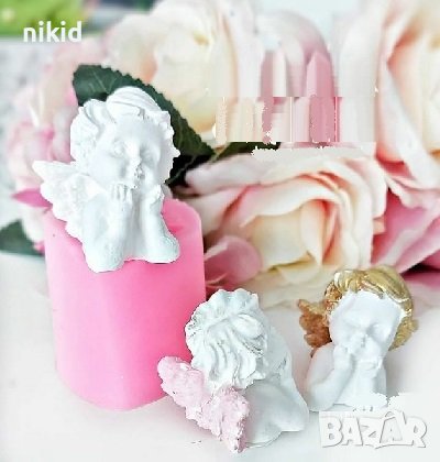 3D Ангел мислещ силиконов молд форма калъп фондан гипс свещ, снимка 1