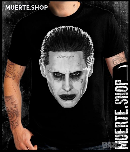 Черна тениска с щампа JOKER DAMAGED, снимка 1