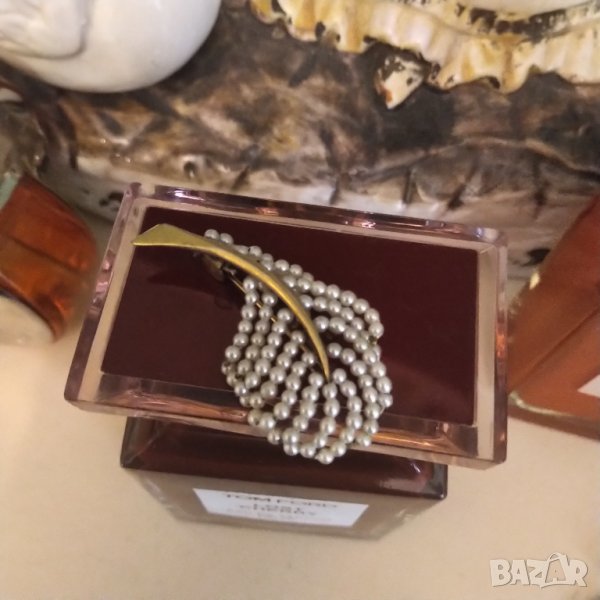  Брошка АРТ ДЕКО естествени перли и позлата , снимка 1