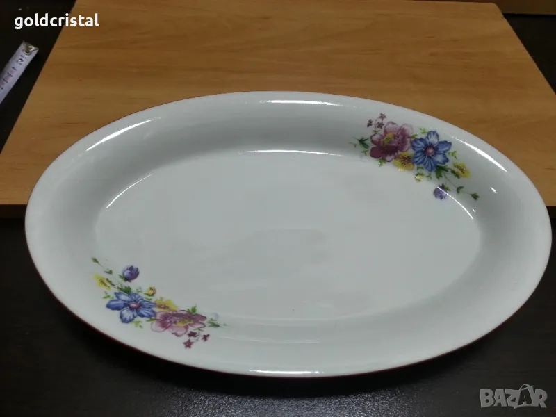 Стар български порцелан плато елипса , снимка 1