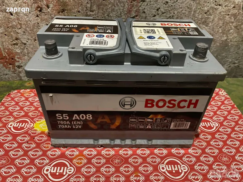 Почти чисто нов акумулатор Bosh/Бош AGM/АГМ 70 ам/ч 760 А с гаранция , снимка 1