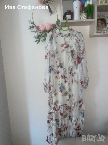 Нова разкошна дълга феерична елегантна женствена рокля волани къдри флорален принт , снимка 1