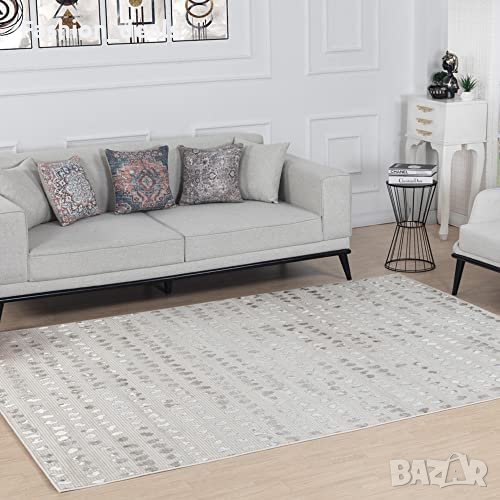 Нов модерен Килим Удобна подова подложка домашен декор Пътека Арт Сив, снимка 1