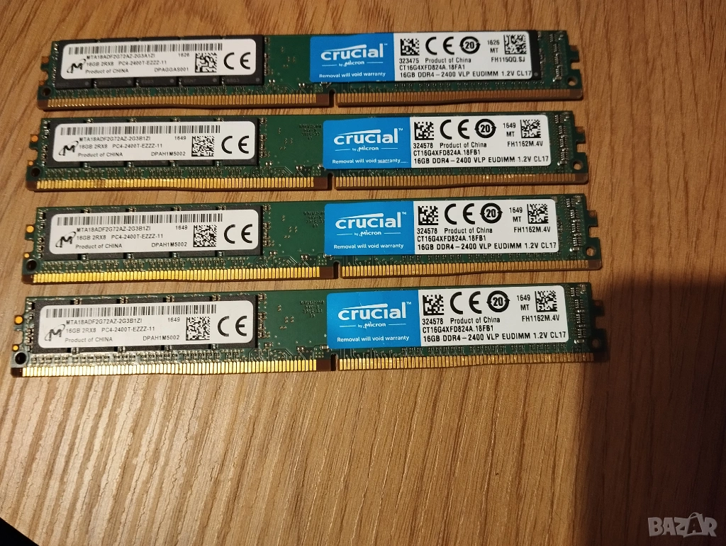 DDR4 64Gb ECC - (4 x 16Gb) Crucial PC4-19200E 2400MHz, снимка 1