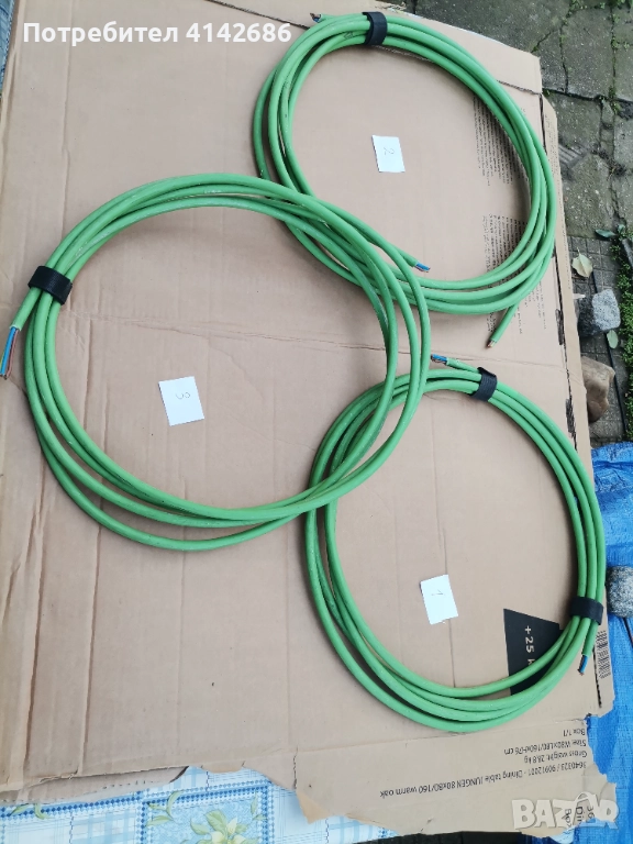 Многожилен захранващ кабел 3х2,5 зелен, снимка 1