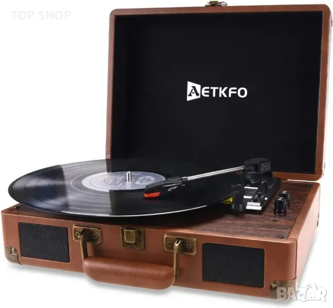 AETKFO Bluetooth 33/45/78 RPM винилов грамофон с вградени високоговорители, снимка 1