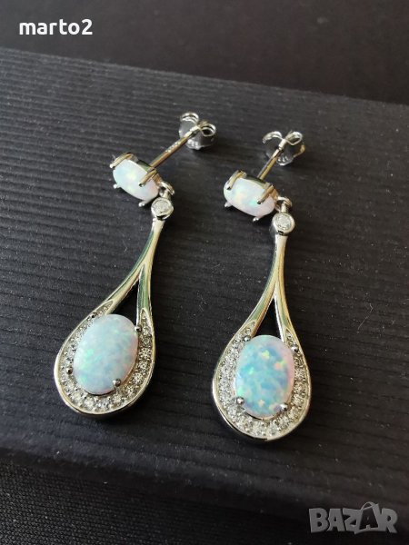 Елегантни Сребърни 925 Обеци с Опали и Циркони!, снимка 1
