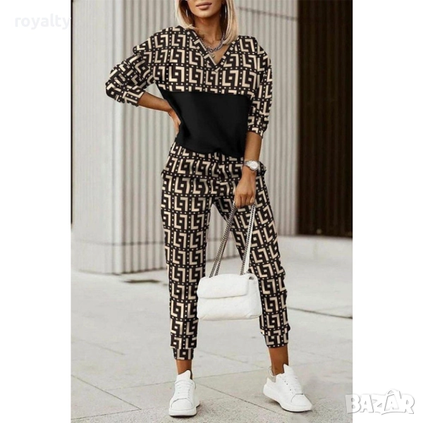 Дамски бежов ежедневен комплект, снимка 1